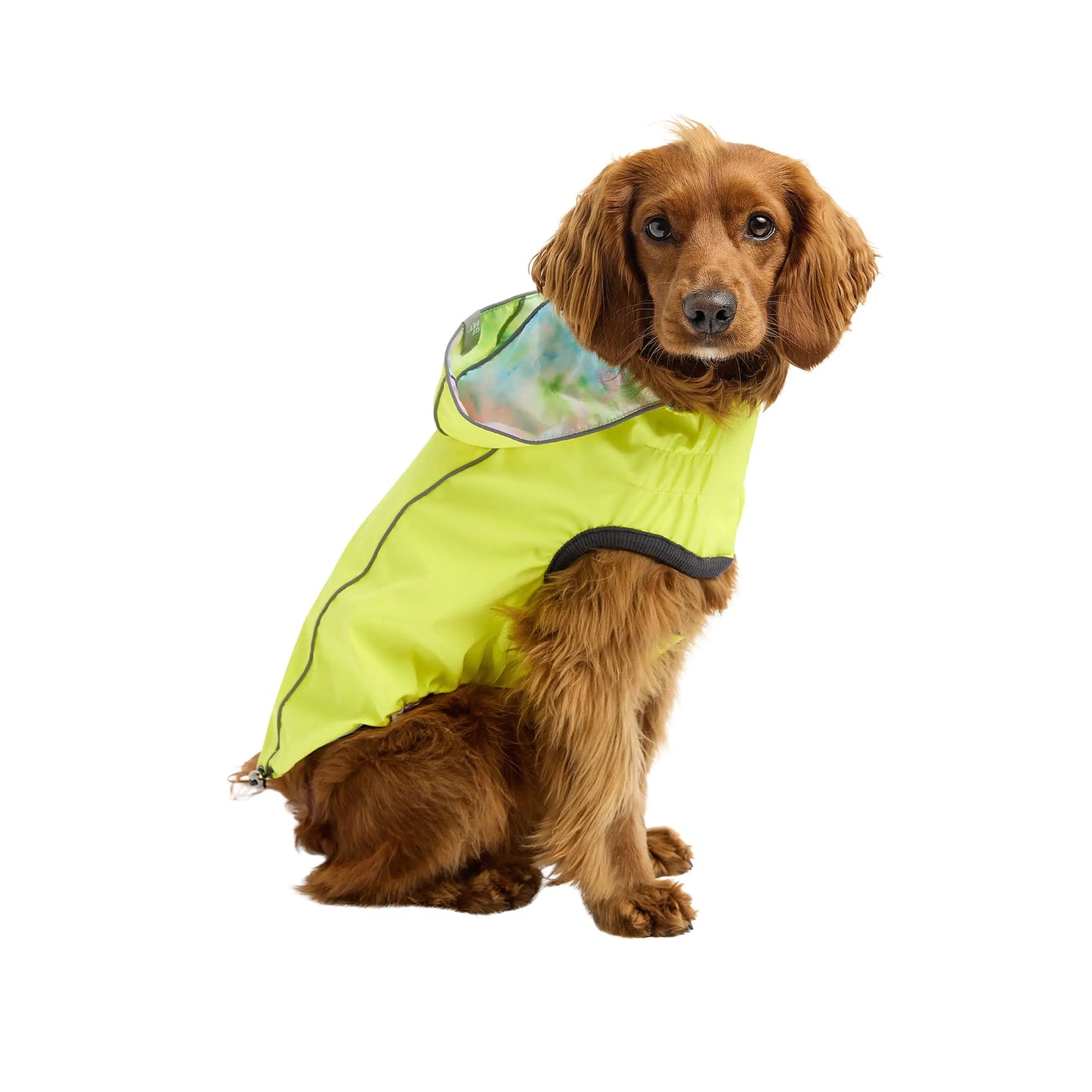 Reversible Dog Raincoat - Neon Yellow with Tie Dye
