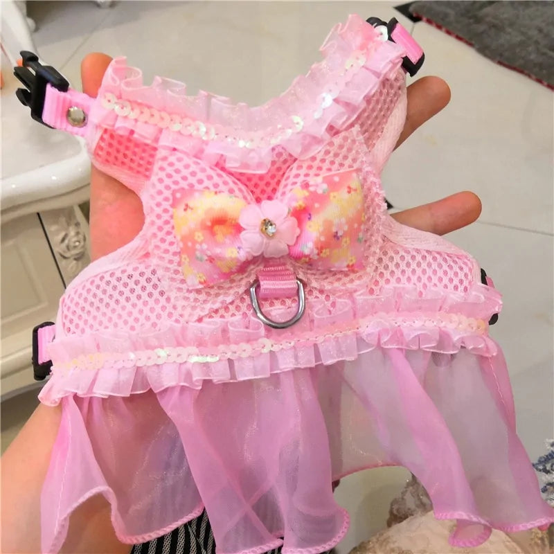 Artisan Princess Dog Dress Set with Harness and Leash - Perfect for Small Dogs