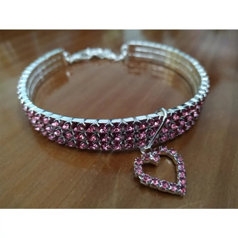 Heart-Shaped Whinestone Cat Collar