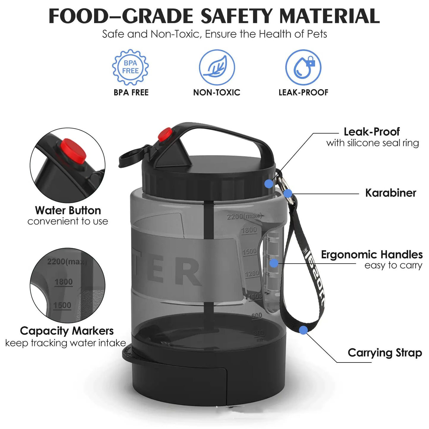 Large Capacity Dog Water Bottle