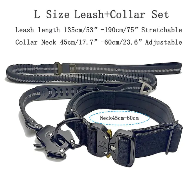 Tactical Dog Collar and Leash Adjustable Nylon