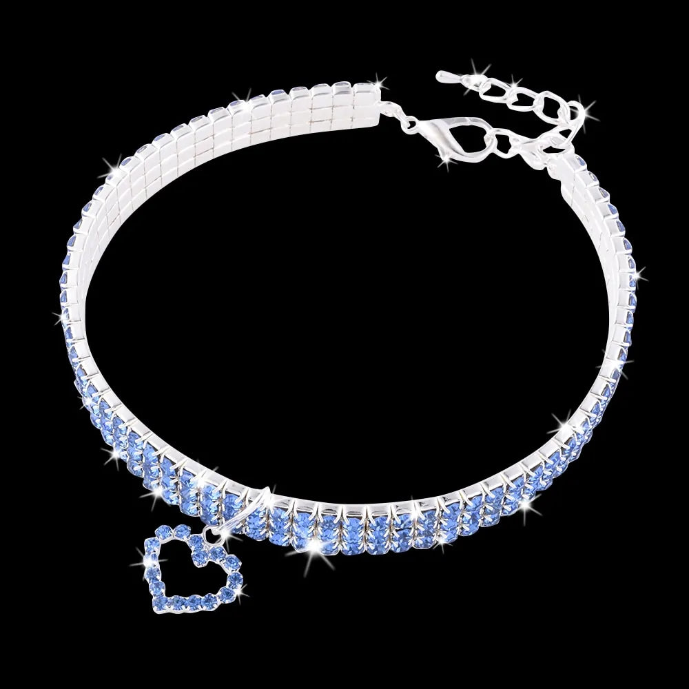 Heart-Shaped Whinestone Cat Collar