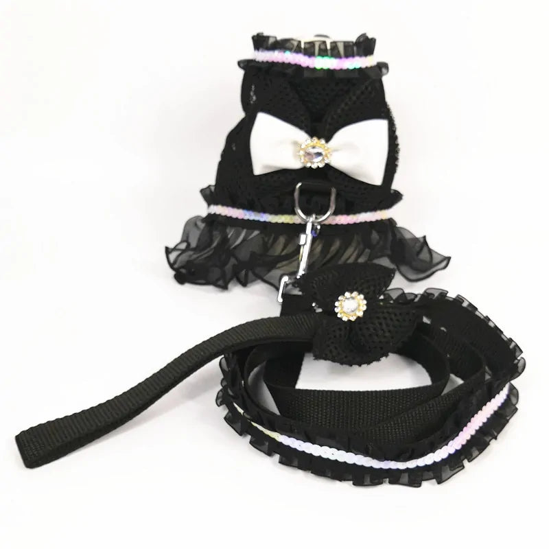 Artisan Princess Dog Dress Set with Harness and Leash - Perfect for Small Dogs