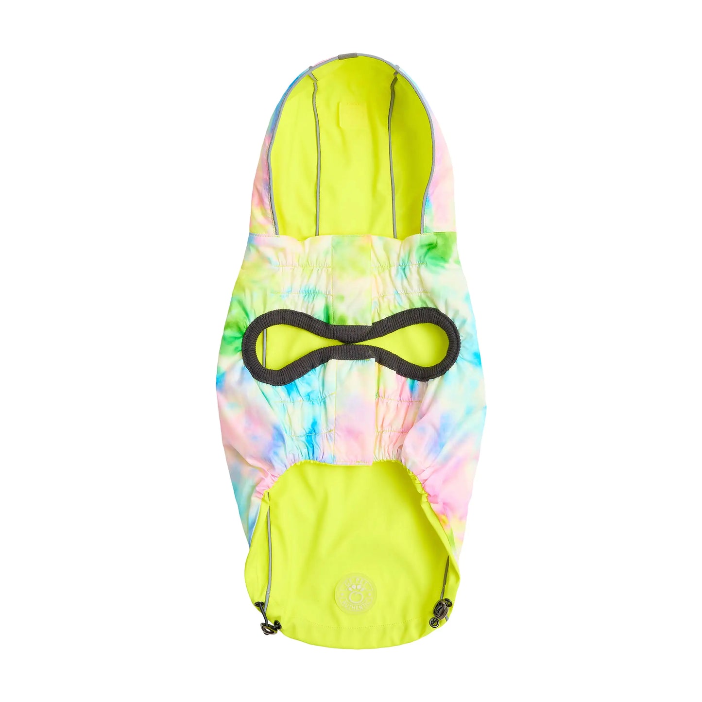 Reversible Dog Raincoat - Neon Yellow with Tie Dye
