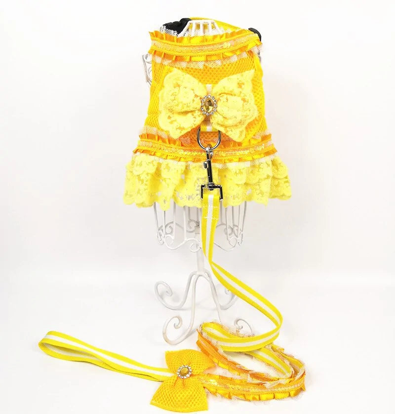 Artisan Princess Dog Dress Set with Harness and Leash - Perfect for Small Dogs