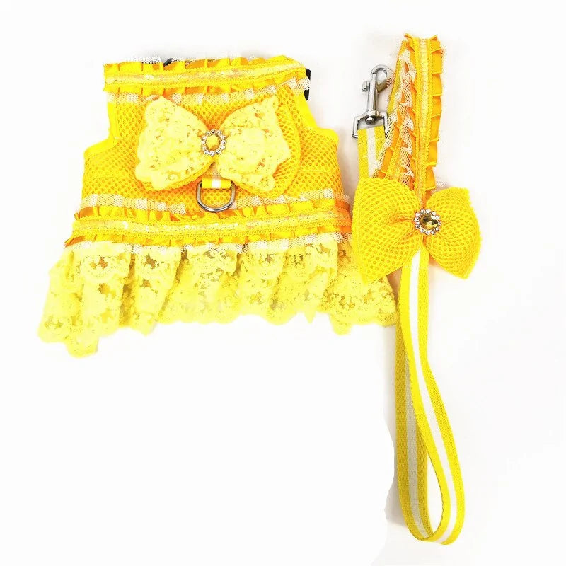 Artisan Princess Dog Dress Set with Harness and Leash - Perfect for Small Dogs
