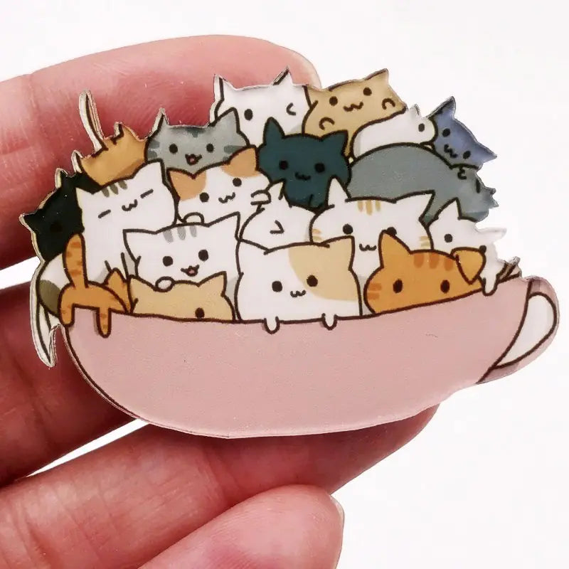 Stacked Cat Acrylic Badge Icons