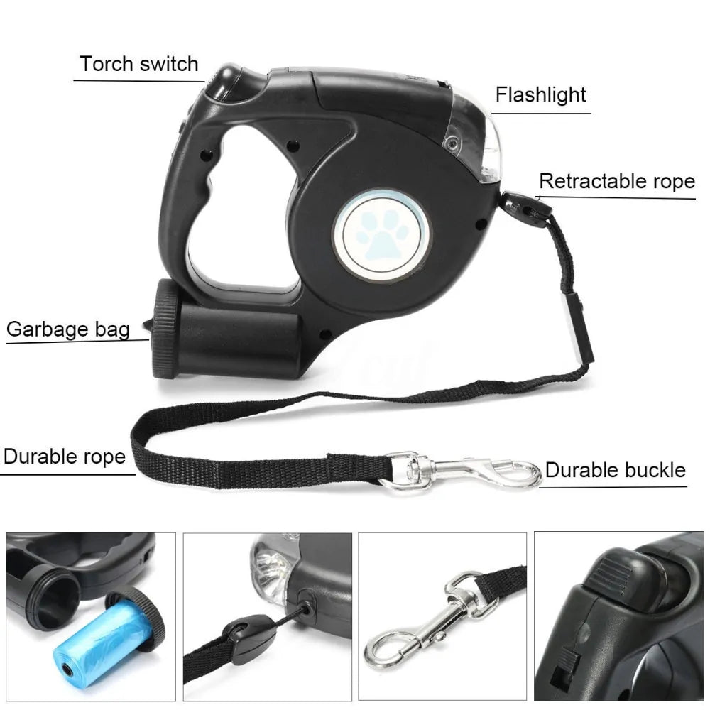 LED Pet Dog Leash Lead Flashlight